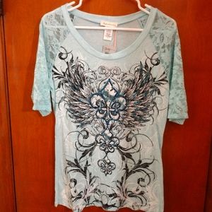 Angels & Diamonds Light blue top
